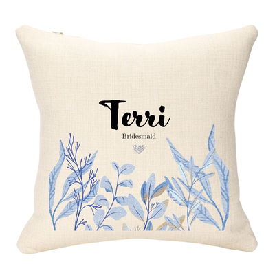 Wedding Role and Name Blue Version Personalised Cushion