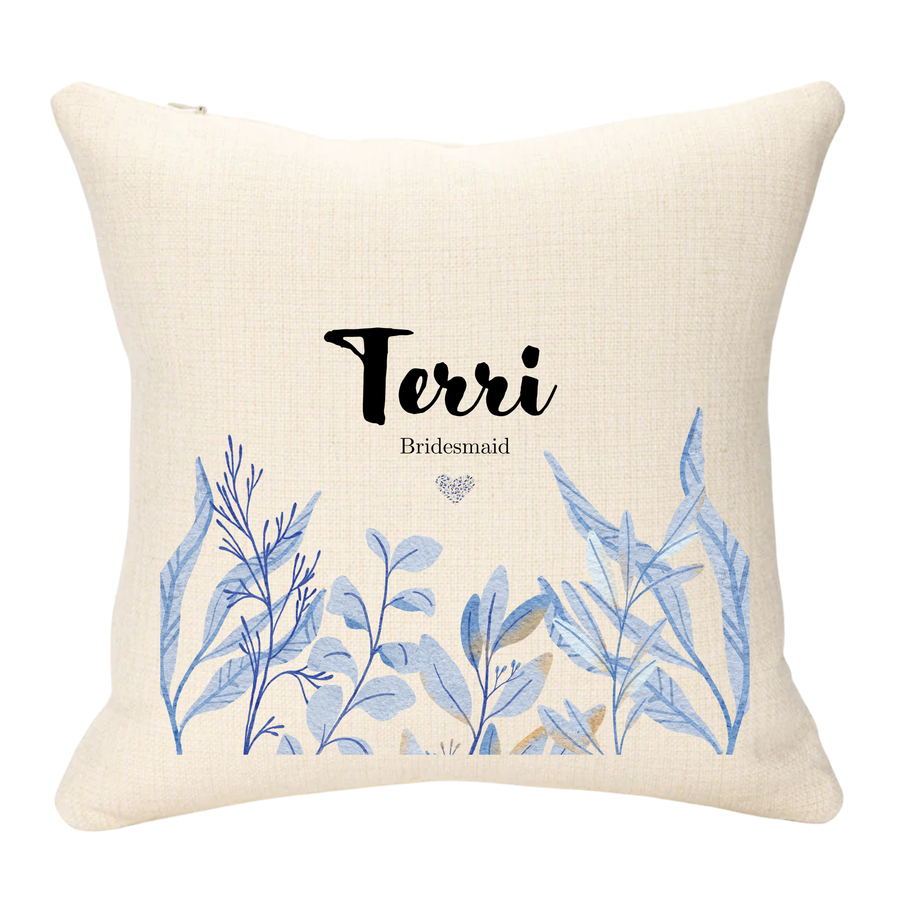 Wedding Role and Name Blue Version Personalised Cushion