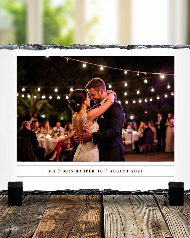 Personalised 1 Image Photo Slate with Name and Date