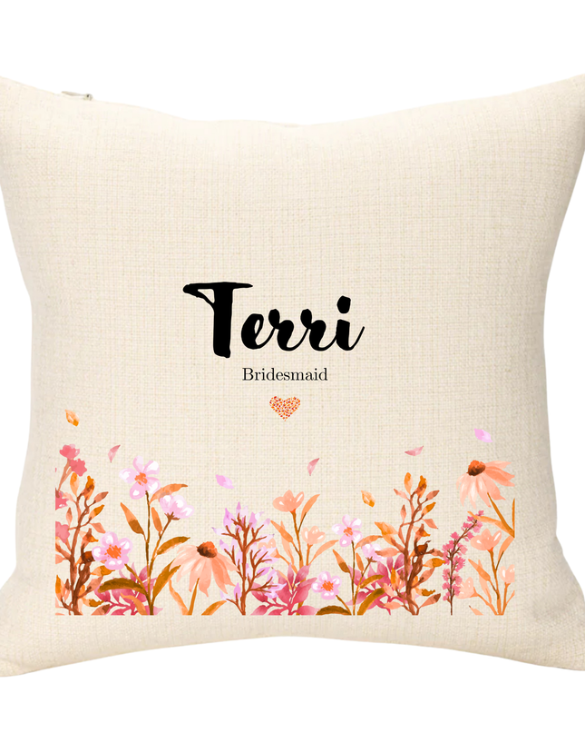Wedding Name and Roles Personalised Cushion - Demo Design Gifts