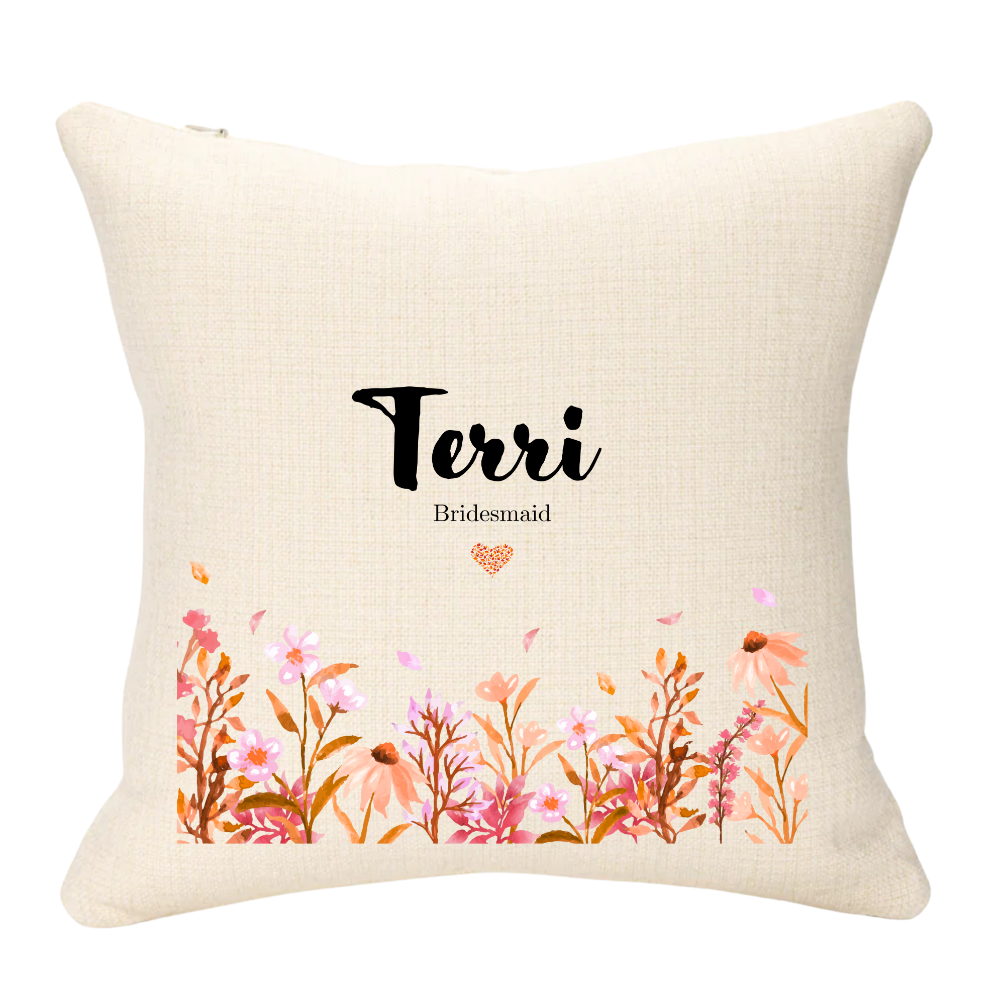 Wedding Name and Roles Personalised Cushion