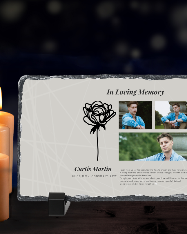 Personalised Memorial Photo Rock Slate 10x15cm | Grave Plaque | Waterproof Outdoor Memorial Gift | In Loving Memory - Demo Design Gifts
