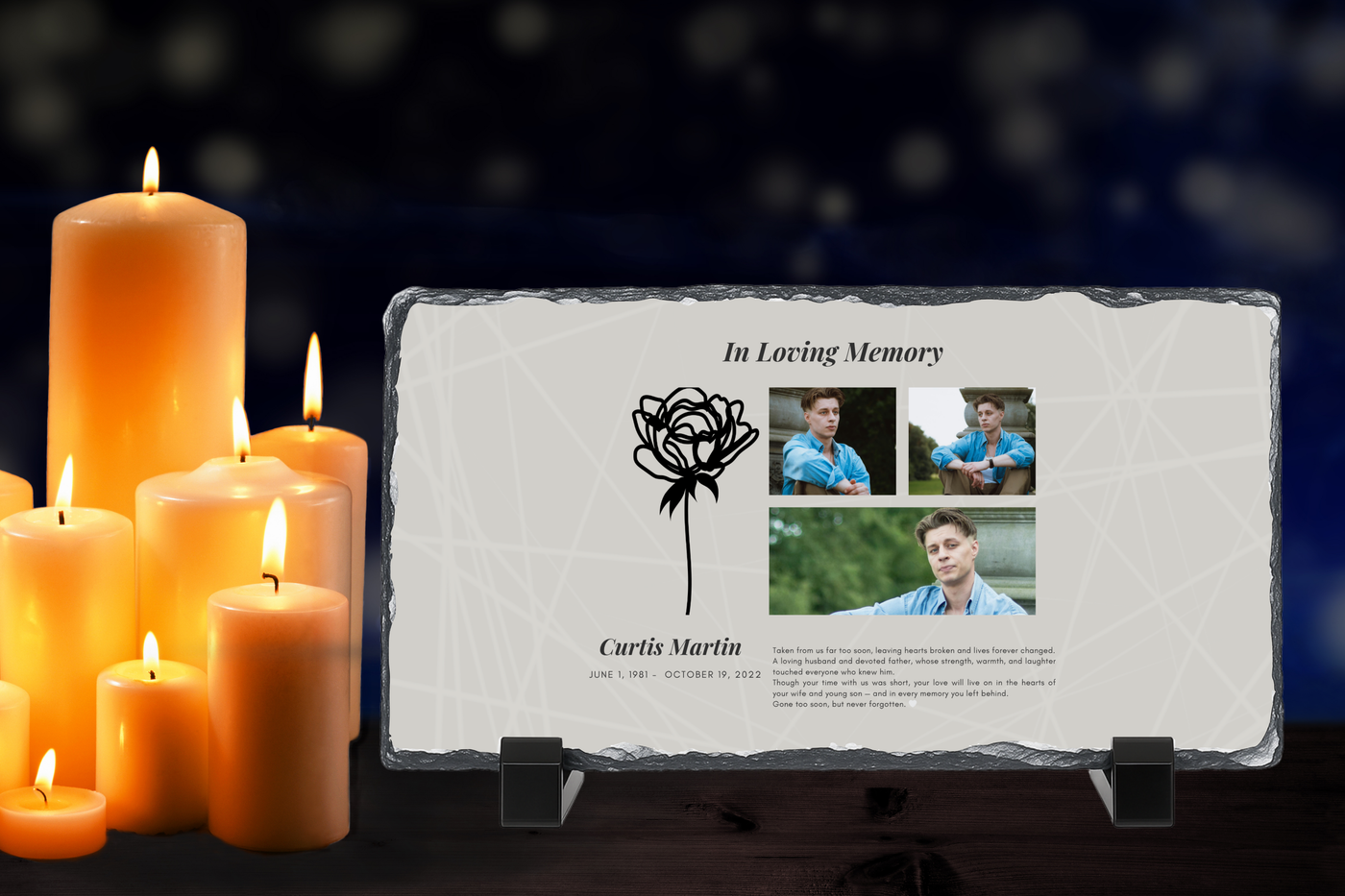 Personalised Memorial Photo Rock Slate 10x15cm | Grave Plaque | Waterproof Outdoor Memorial Gift | In Loving Memory