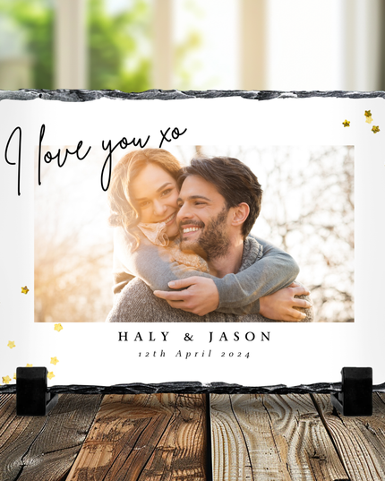 Valentines, I love You Photo Slate with Names and Dates