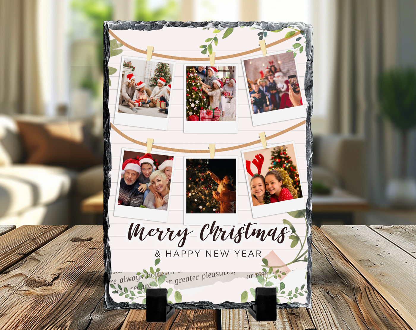 Merry Christmas 6 Image Rock Photo Slate, Christmas Gift