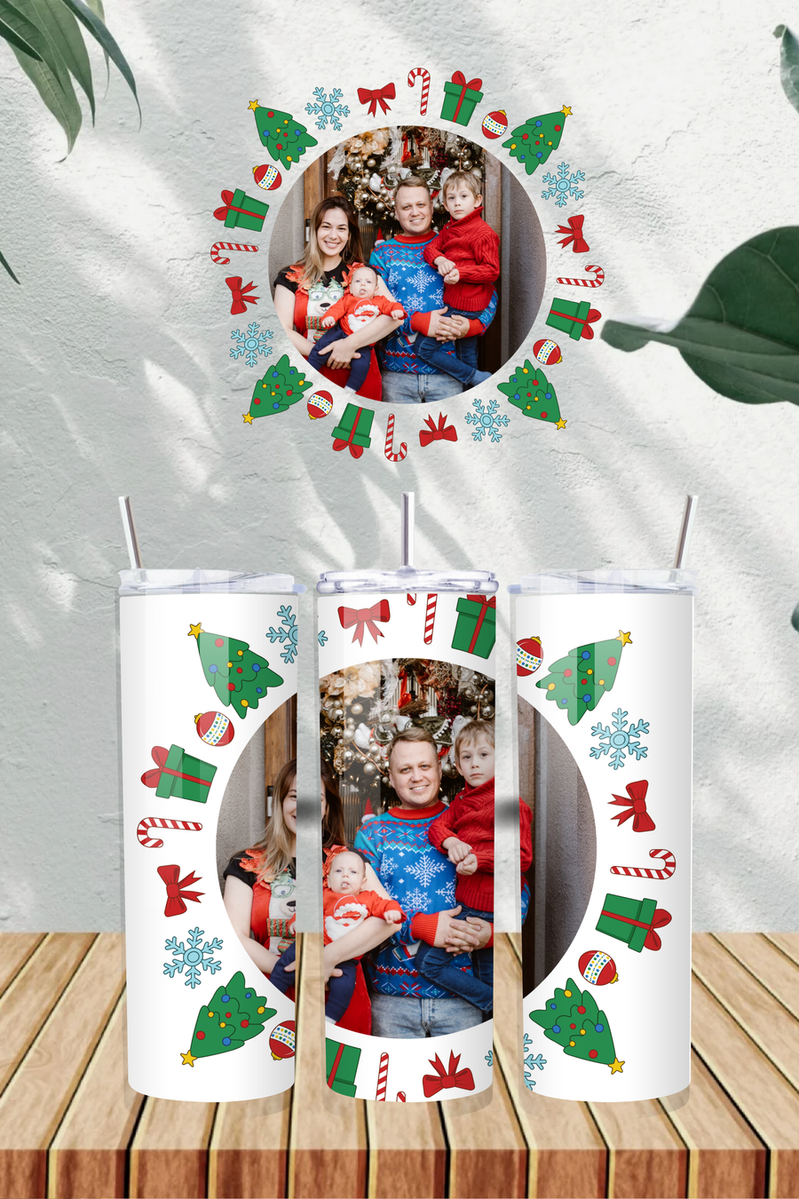 Personalised Christmas Reef with Photo 20oz Tumbler