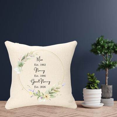 Generations with Dates Personalised Cushion