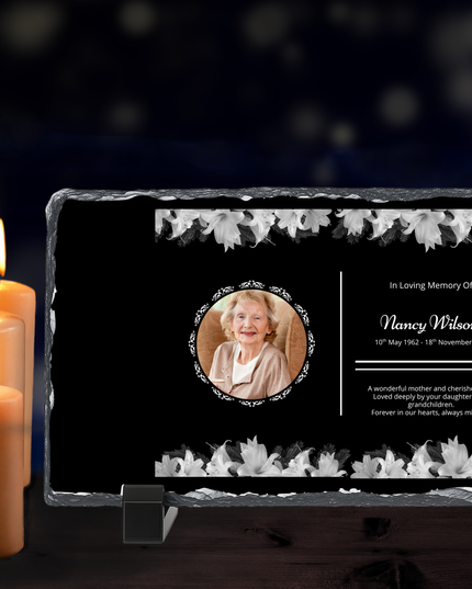 Personalised Memorial Photo Rock Slate 10x15cm | Grave Plaque | Waterproof Outdoor Memorial Gift | In Loving Memory - Demo Design Gifts