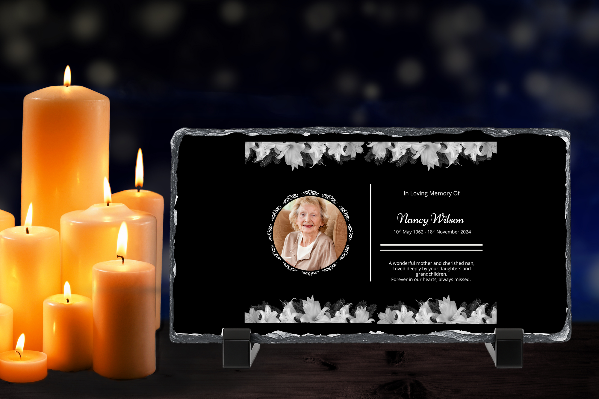 Personalised Memorial Photo Rock Slate 10x15cm | Grave Plaque | Waterproof Outdoor Memorial Gift | In Loving Memory