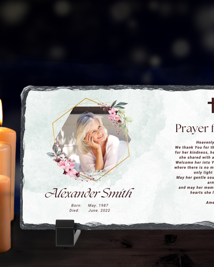 Personalised Memorial Photo Rock Slate 10x15cm | Grave Plaque | Waterproof Outdoor Memorial Gift | In Loving Memory - Demo Design Gifts