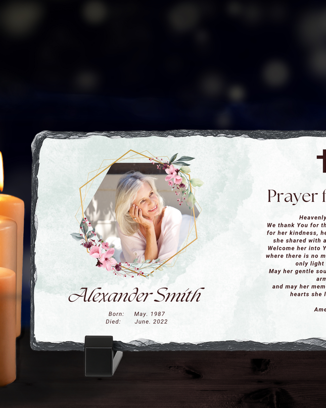 Personalised Memorial Photo Rock Slate 10x15cm | Grave Plaque | Waterproof Outdoor Memorial Gift | In Loving Memory - Demo Design Gifts