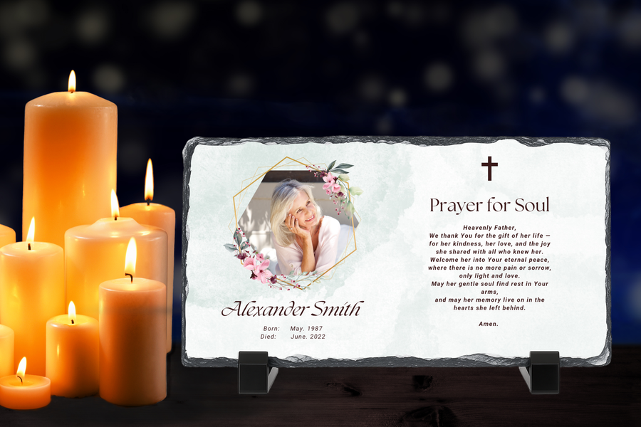 Personalised Memorial Photo Rock Slate 10x15cm | Grave Plaque | Waterproof Outdoor Memorial Gift | In Loving Memory