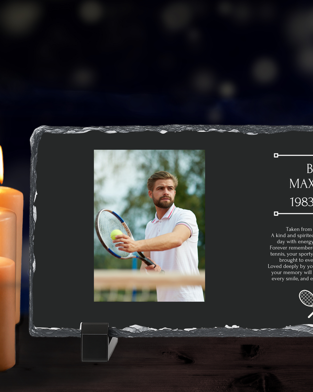 Personalised Memorial Photo Rock Slate 10x15cm | Grave Plaque | Waterproof Outdoor Memorial Gift | In Loving Memory - Demo Design Gifts