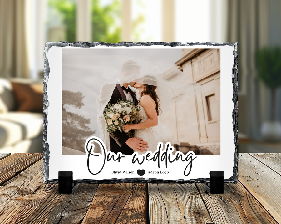 Our Wedding Photo Slate 19x29cm