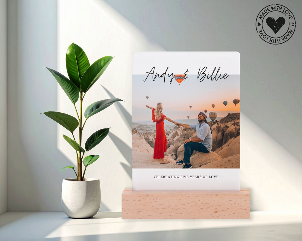 Lamp - Acrylic Photo Frame (14cm x 21.5cm) with LED Lamp - Rectangle Base