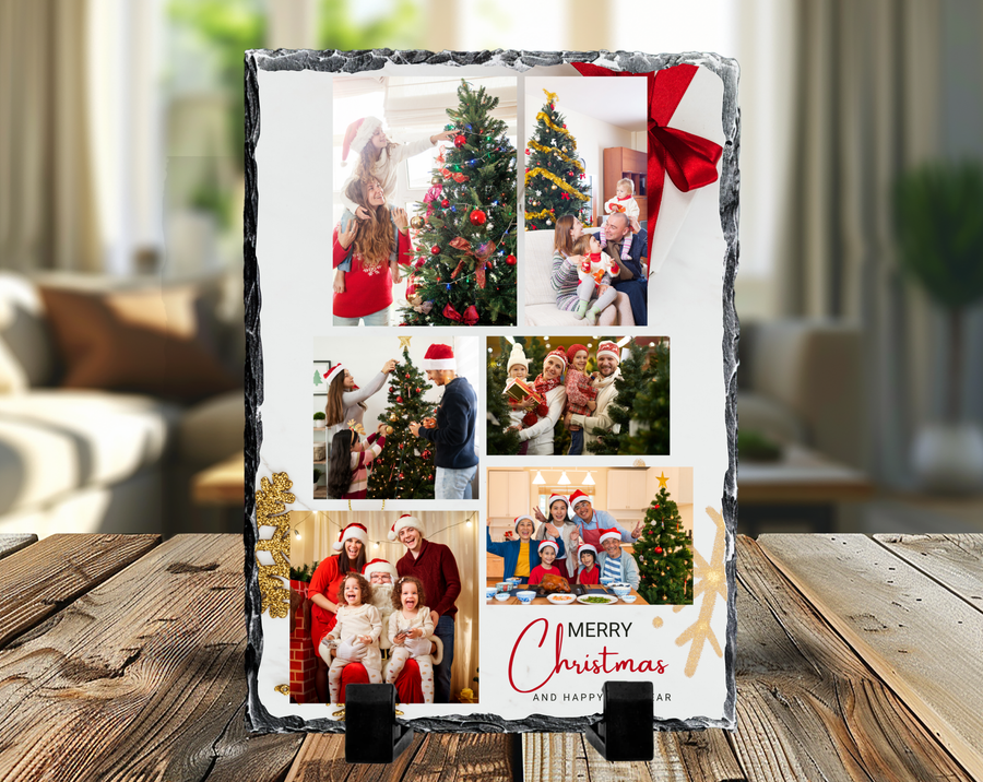 Merry Christmas & Happy New Year 6 Image Rock Photo Slate, Christmas Gift
