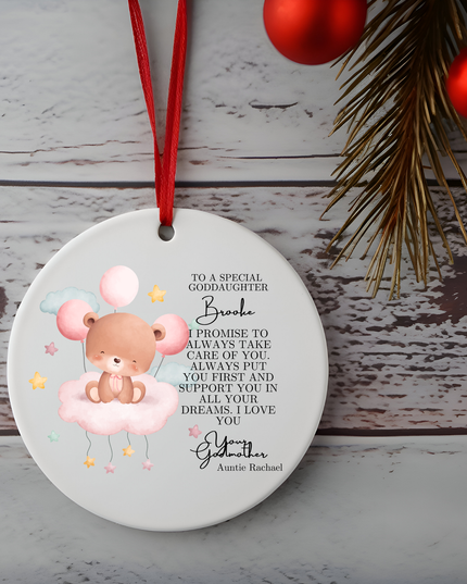 Godparent Girl Christening Ornament - Demo Design Gifts