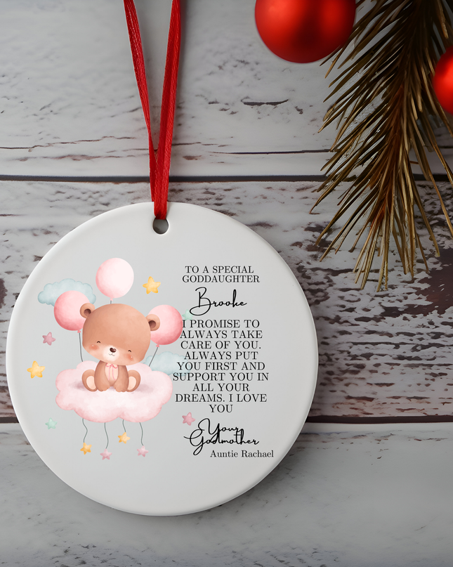 Godparent Girl Christening Ornament - Demo Design Gifts
