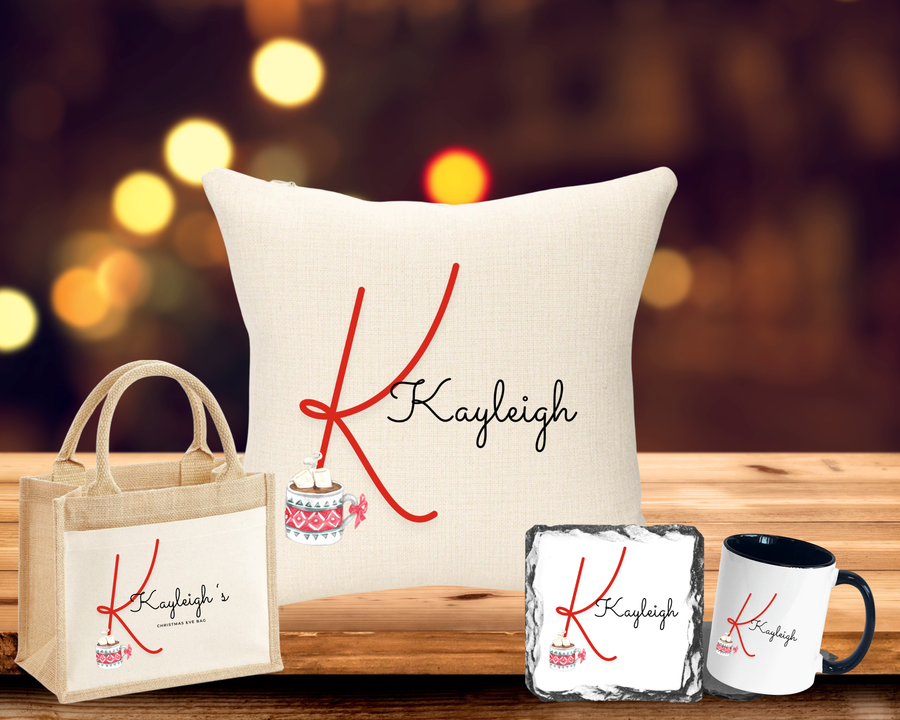 Red Letter with Name Christmas Eve Bundle