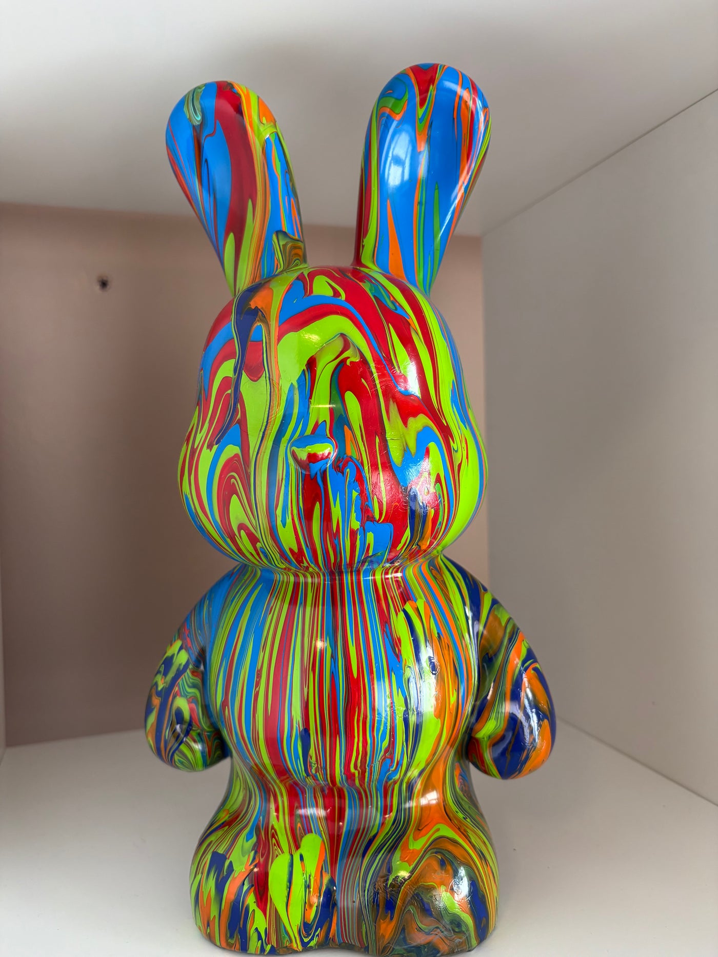 Bunny Rabbit Bear Money Box Acrylic Pouring Figure 33cm