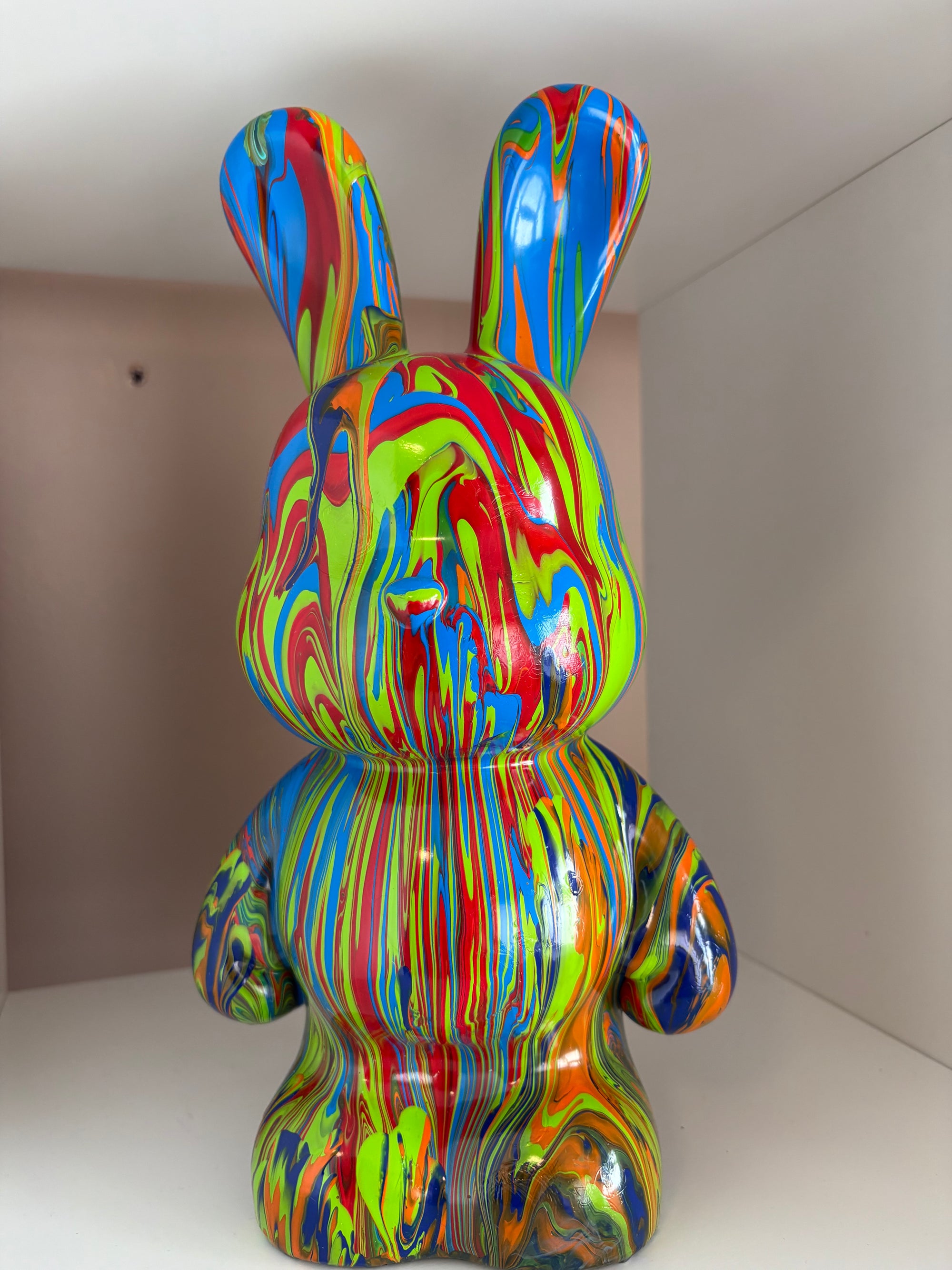 Bunny Rabbit Bear Money Box Acrylic Pouring Figure 33cm