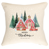 Merry Christmas House Snowy Christmas Cushion