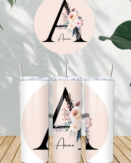 Personalised Circle Letter and Name 20oz Tumbler - Demo Design Gifts