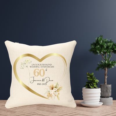 60th Wedding Anniversary Personalised Cushion