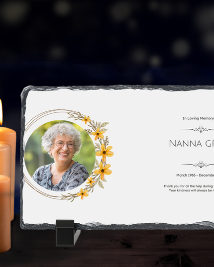 Personalised Memorial Photo Rock Slate 10x15cm | Grave Plaque | Waterproof Outdoor Memorial Gift | In Loving Memory - Demo Design Gifts