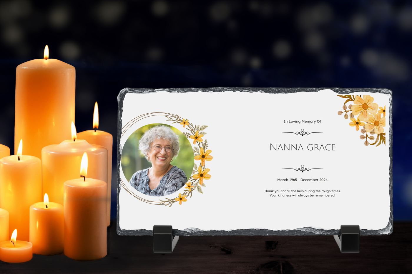 Personalised Memorial Photo Rock Slate 10x15cm | Grave Plaque | Waterproof Outdoor Memorial Gift | In Loving Memory