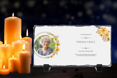 Personalised Memorial Photo Rock Slate 10x15cm | Grave Plaque | Waterproof Outdoor Memorial Gift | In Loving Memory