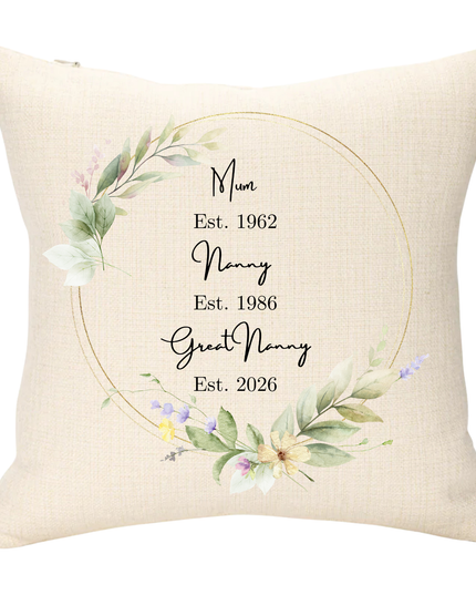 Generations with Dates Personalised Cushion - Demo Design Gifts