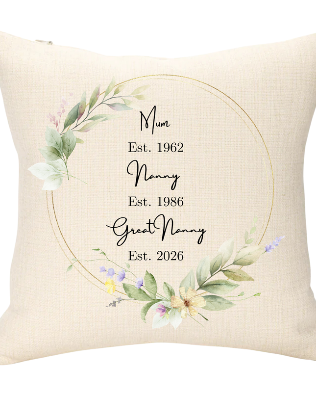 Generations with Dates Personalised Cushion - Demo Design Gifts