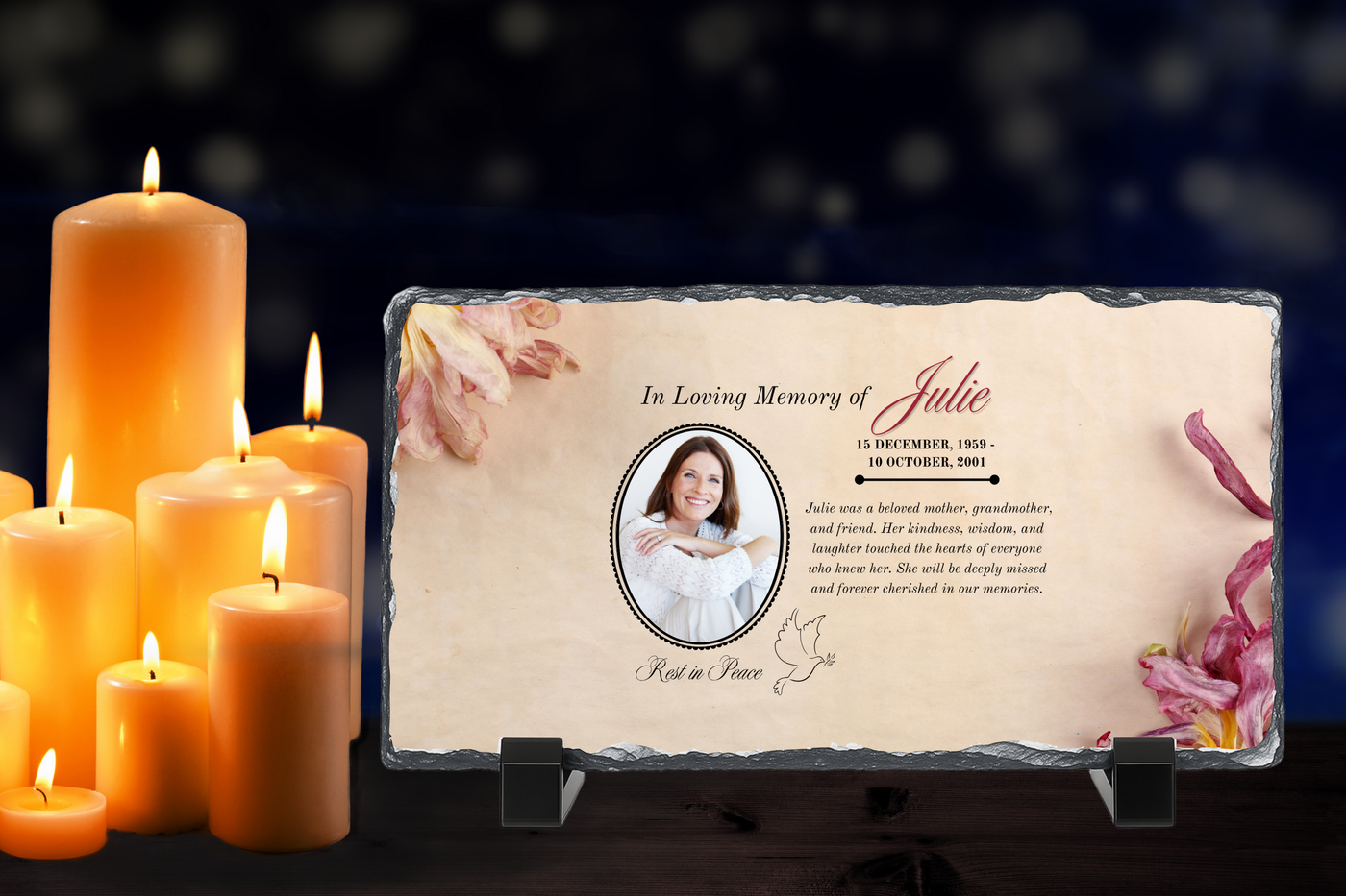 Personalised Memorial Photo Rock Slate 10x15cm | Grave Plaque | Waterproof Outdoor Memorial Gift | In Loving Memory