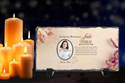 Personalised Memorial Photo Rock Slate 10x15cm | Grave Plaque | Waterproof Outdoor Memorial Gift | In Loving Memory