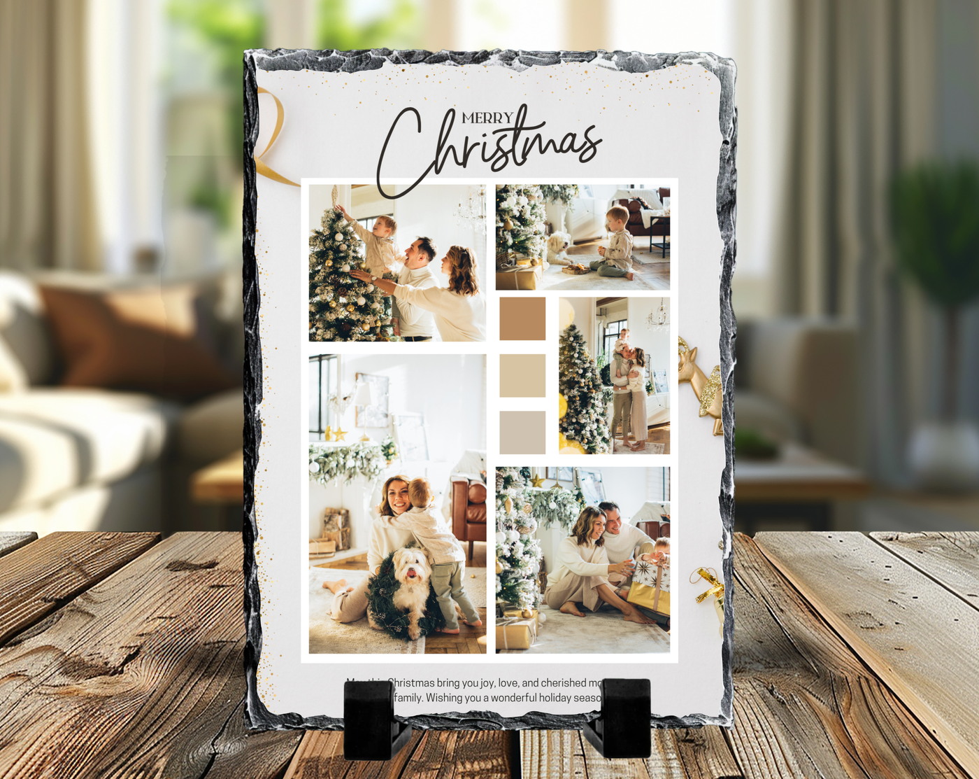 Merry Christmas 5 Image Rock Photo Slate, Christmas Gift