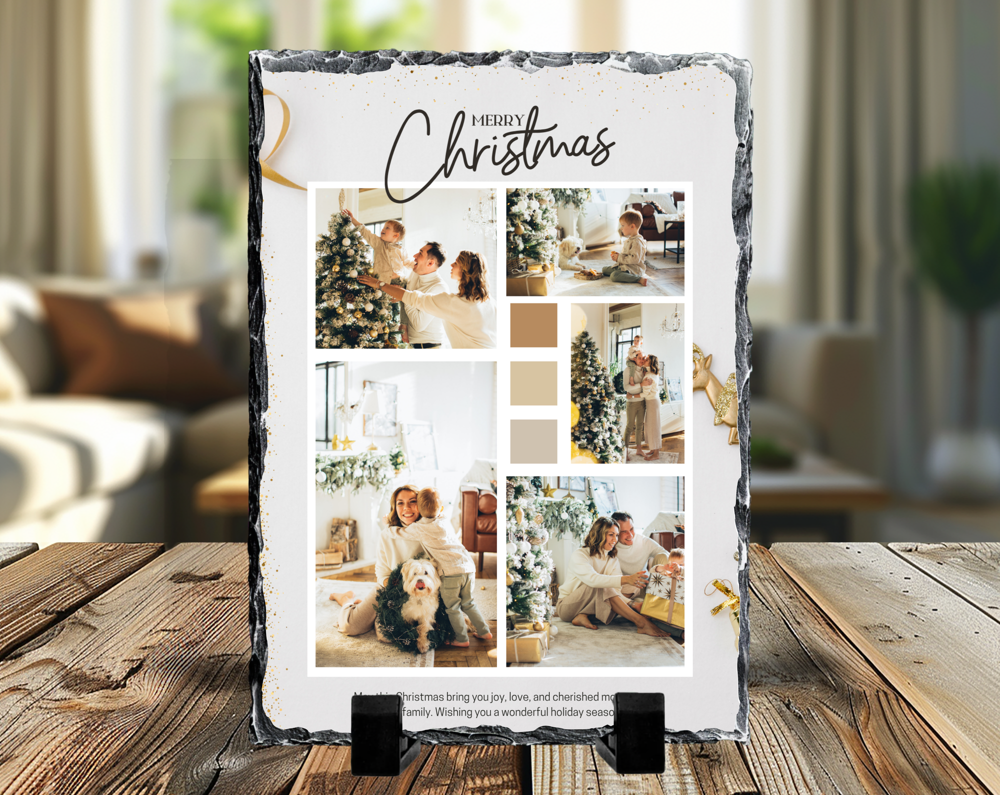 Merry Christmas 5 Image Rock Photo Slate, Christmas Gift