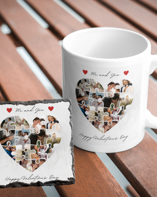 Valentines Day 11oz Mug and 9cm Rock Slate Coaster with 2 Image