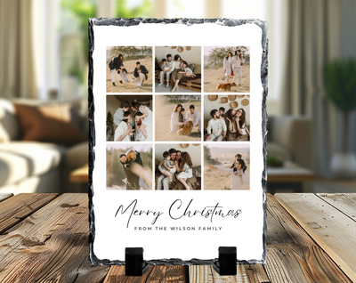 Merry Christmas 9 Image Rock Photo Slate, Christmas Gift