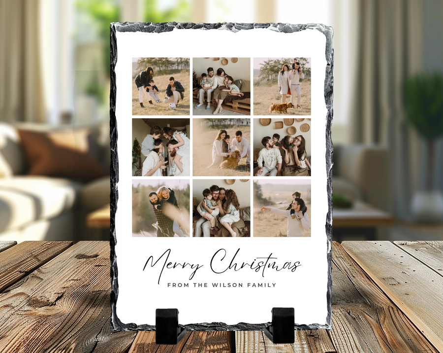 Merry Christmas 9 Image Rock Photo Slate, Christmas Gift