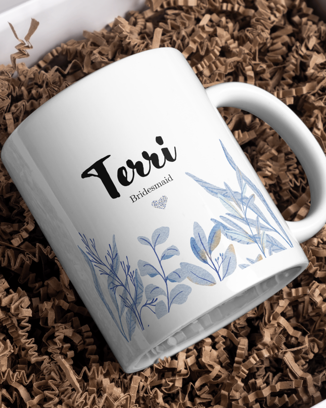 Bridesmaid Blue Version Personalised Mug - Demo Design Gifts