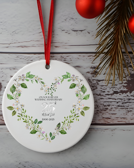 Silver Wedding Anniversary Ornament - Demo Design Gifts