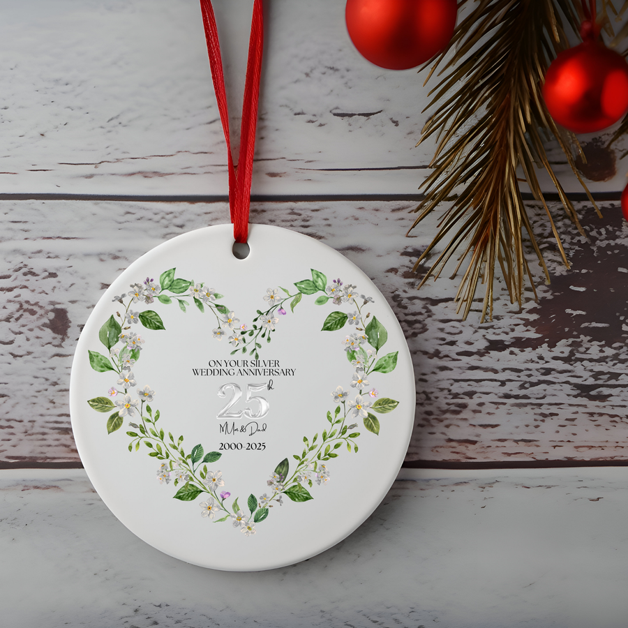 Silver Wedding Anniversary Ornament