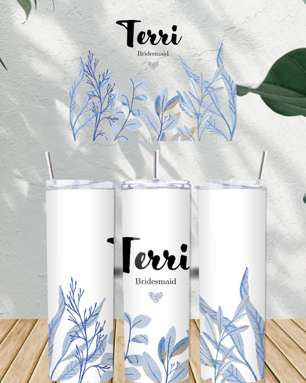 Personalised Wedding Role and Name Blue 20oz Tumbler - Demo Design Gifts