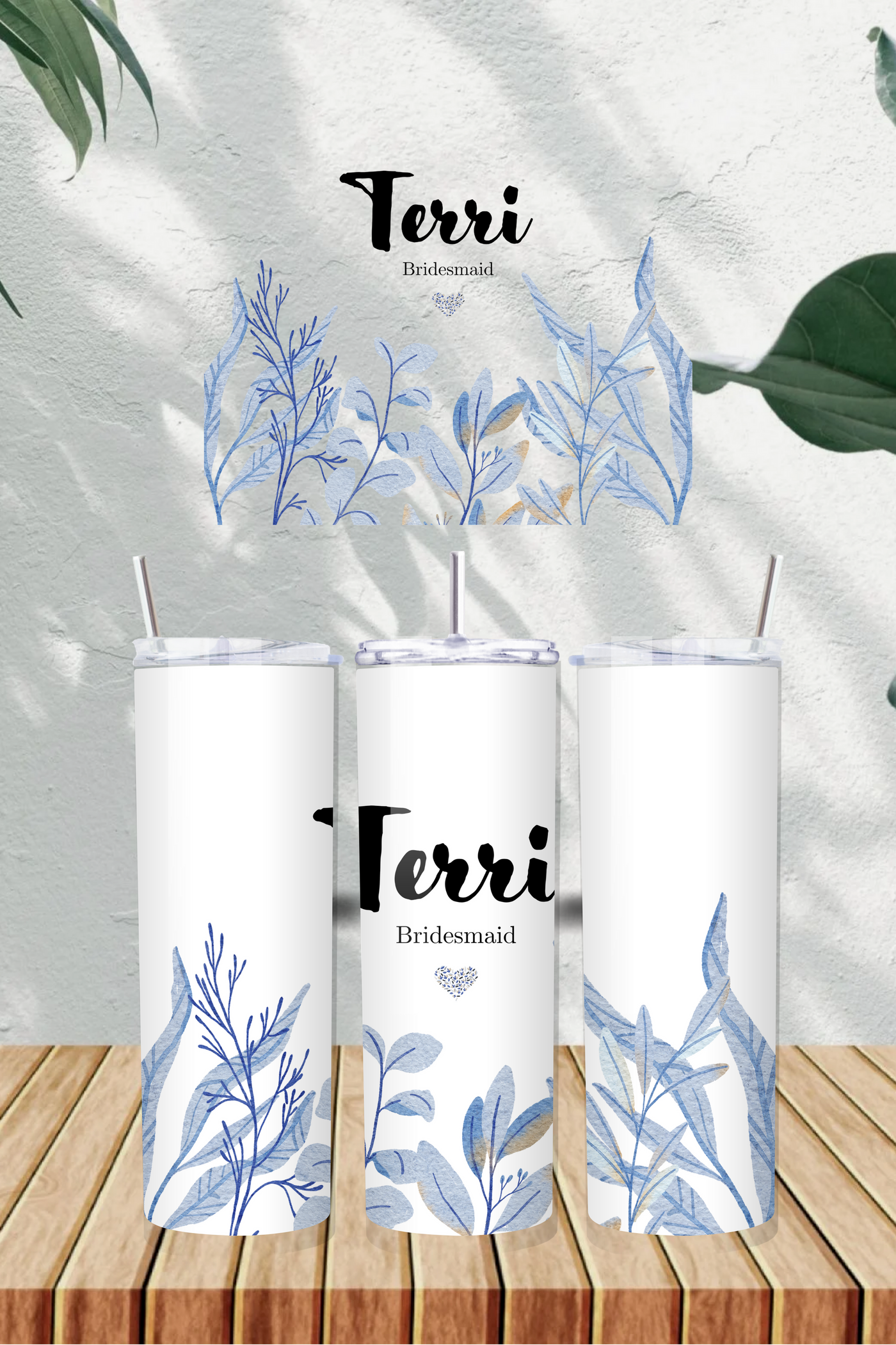 Personalised Wedding Role and Name Blue 20oz Tumbler