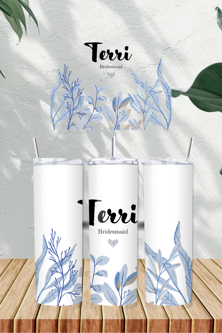 Personalised Wedding Role and Name Blue 20oz Tumbler