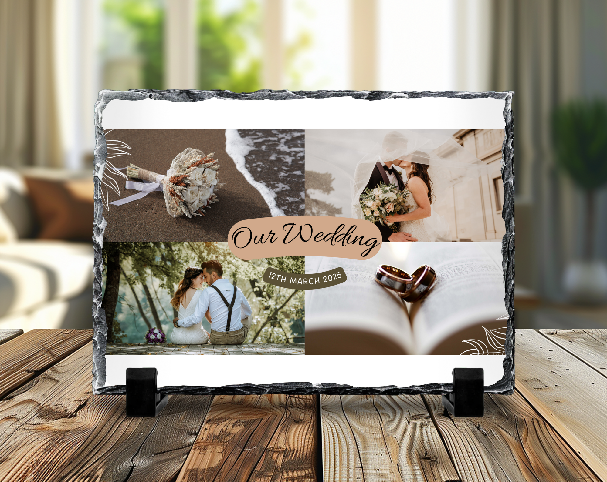 Our Wedding Photo Slate 19x29cm