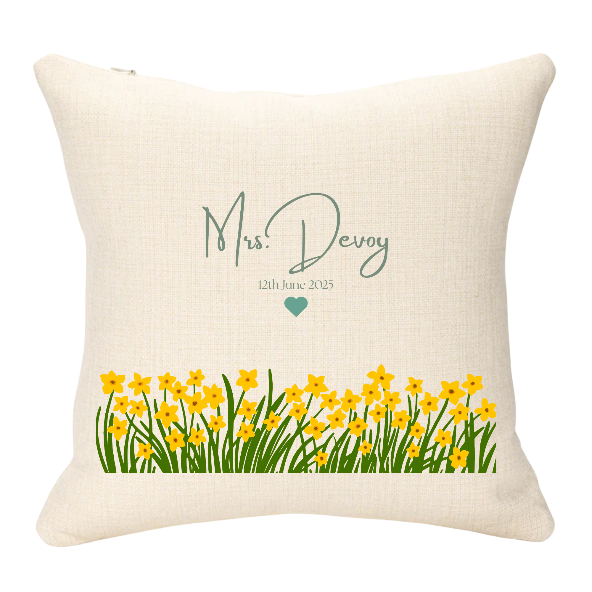 Wedding Name Green and Yellow Version Personalised Cushion
