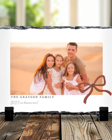 Personalised Family Photo Slate with Name and Date
