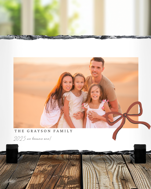 Personalised Family Photo Slate with Name and Date